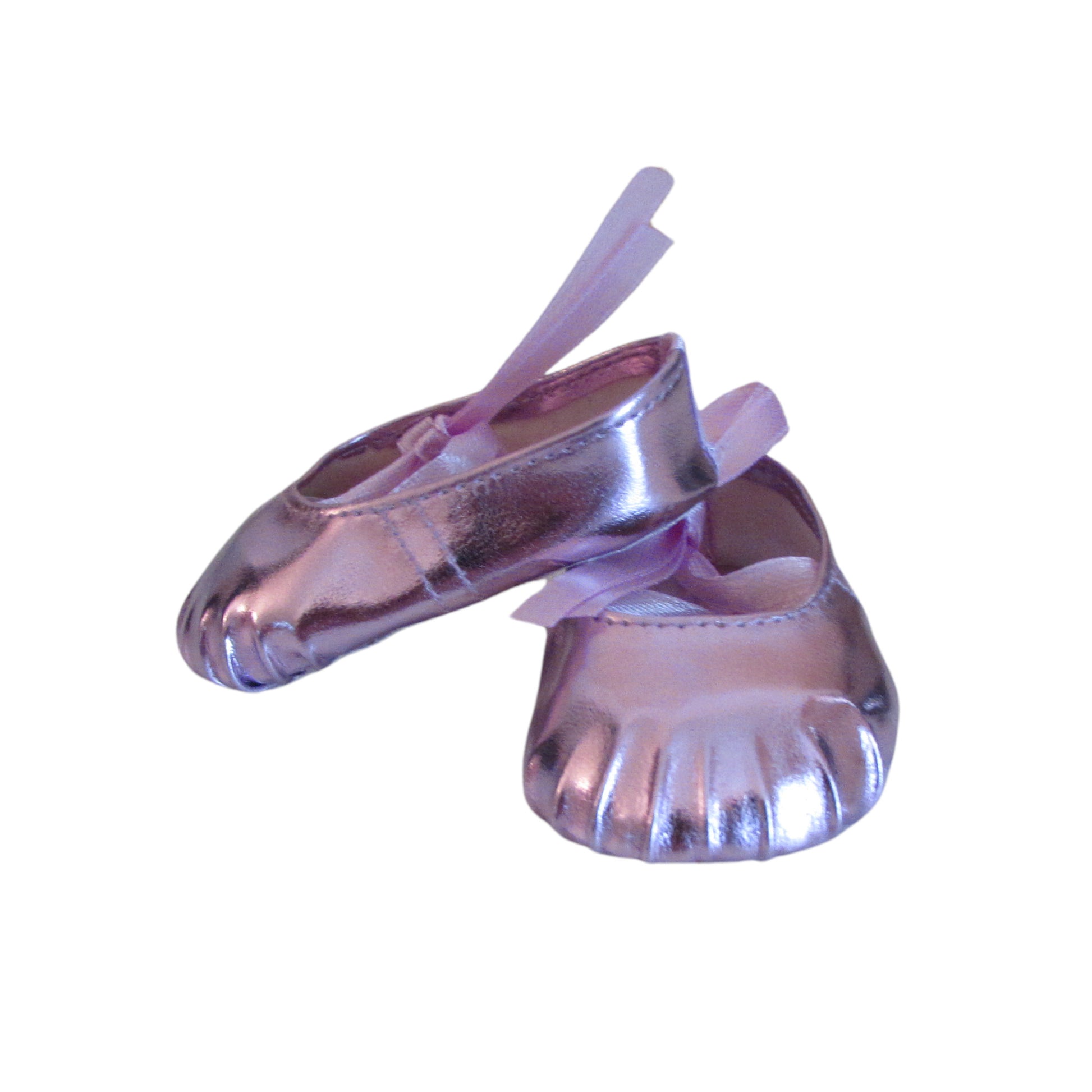 Lavender Metallic Ballerina Slippers with Laces for 18-inch dolls