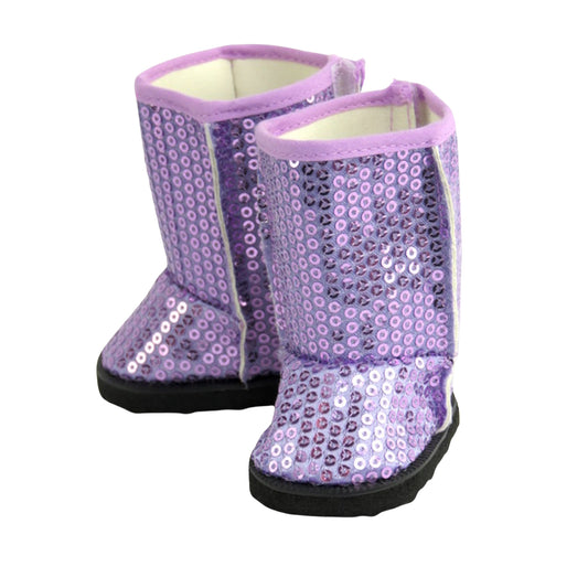 Lavender Sequin Boots for 18-inch dolls