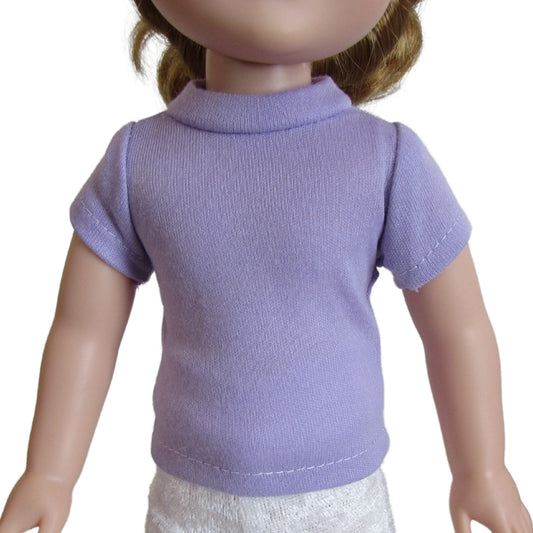 Lavender T-Shirt for 14 1/2-inch dolls with doll Front view