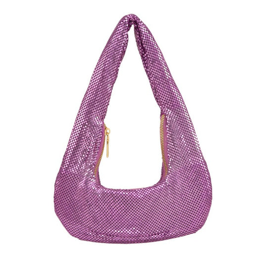 Lavender U Shape Metal Mesh Bag