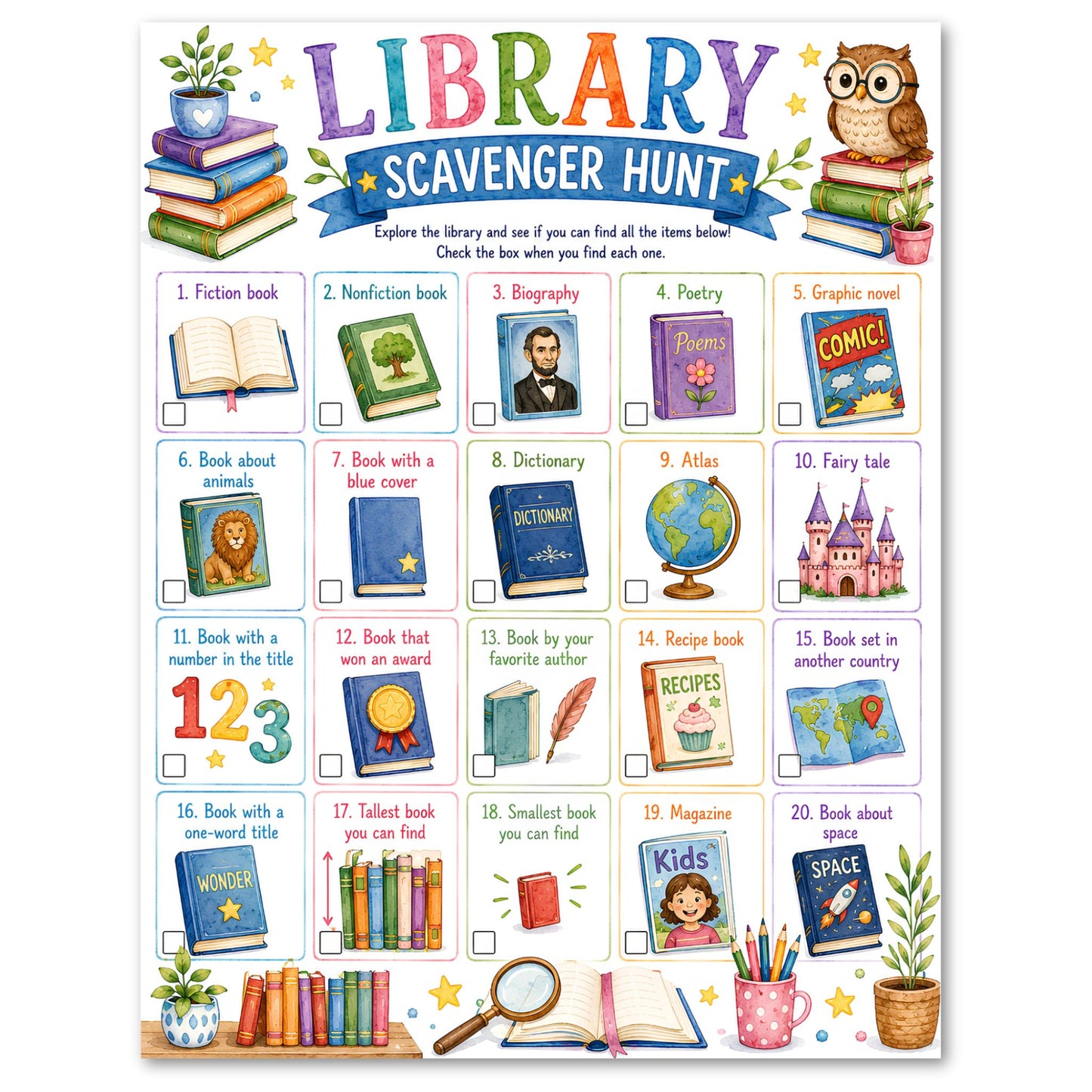 Library Scavenger Hunt Printable