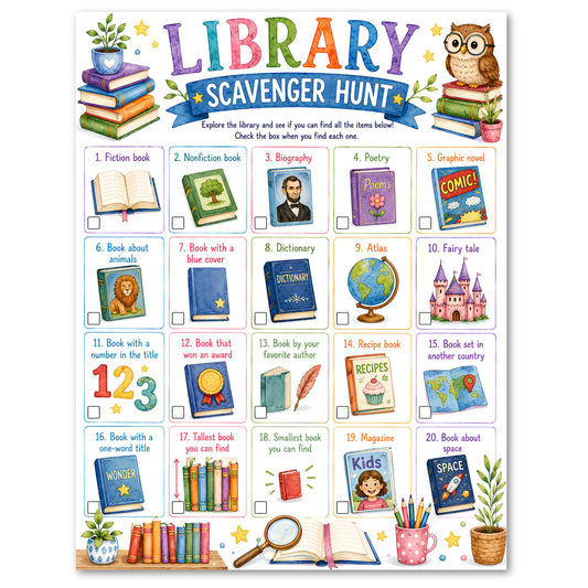 Library Scavenger Hunt Printable