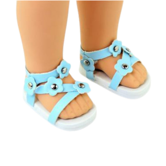 Light Blue Sandals for 14 1/2-inch dolls with doll