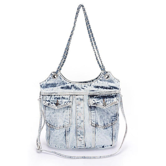 Light Blue Vintage Denim Iconic Tote Bag