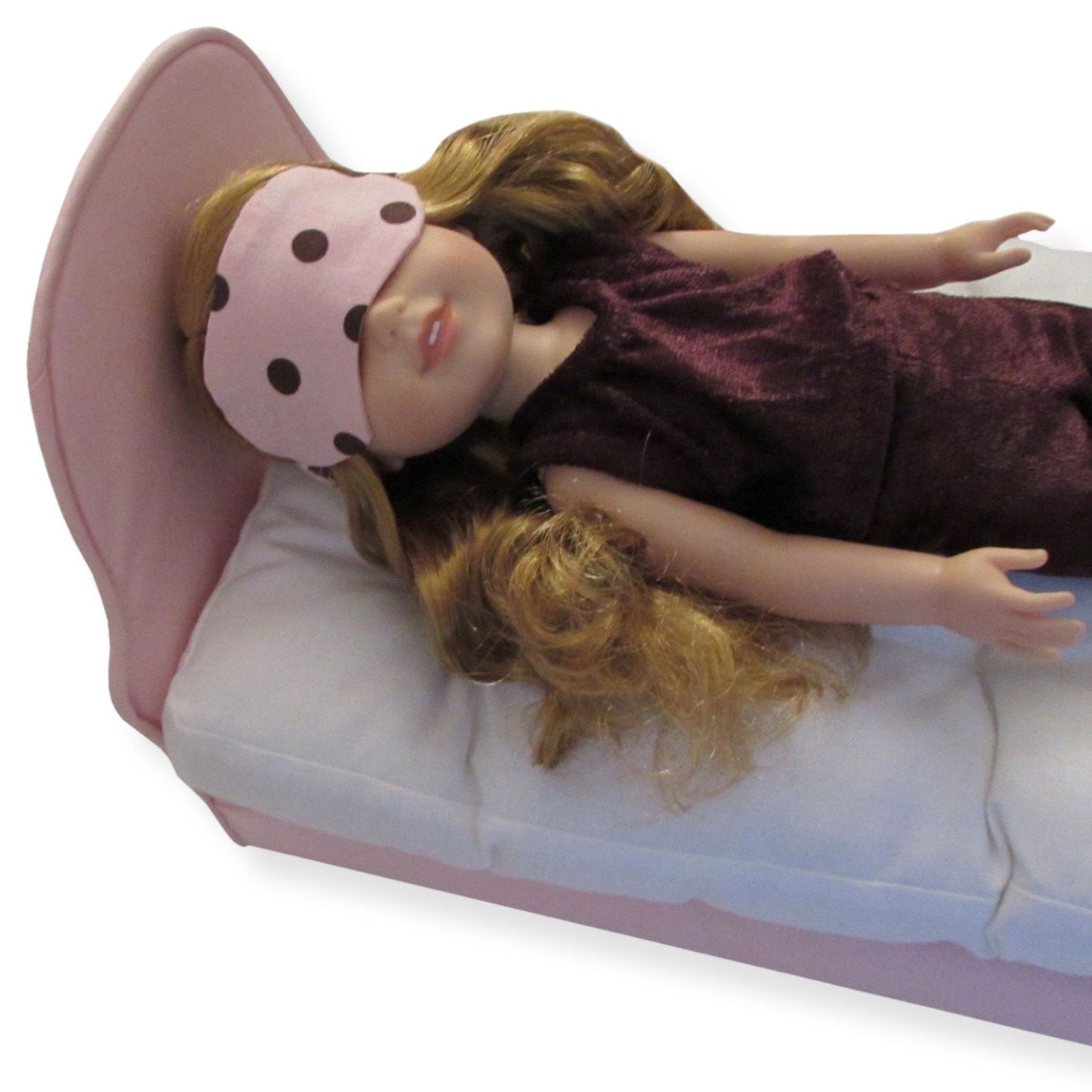 Light Pink and Brown Dots Sleep Mask for 14 1/2-inch dolls
