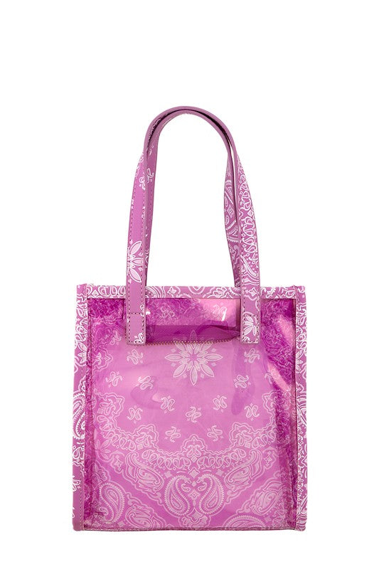 Lilac Amoeba Print Transparent Small Tote Bag