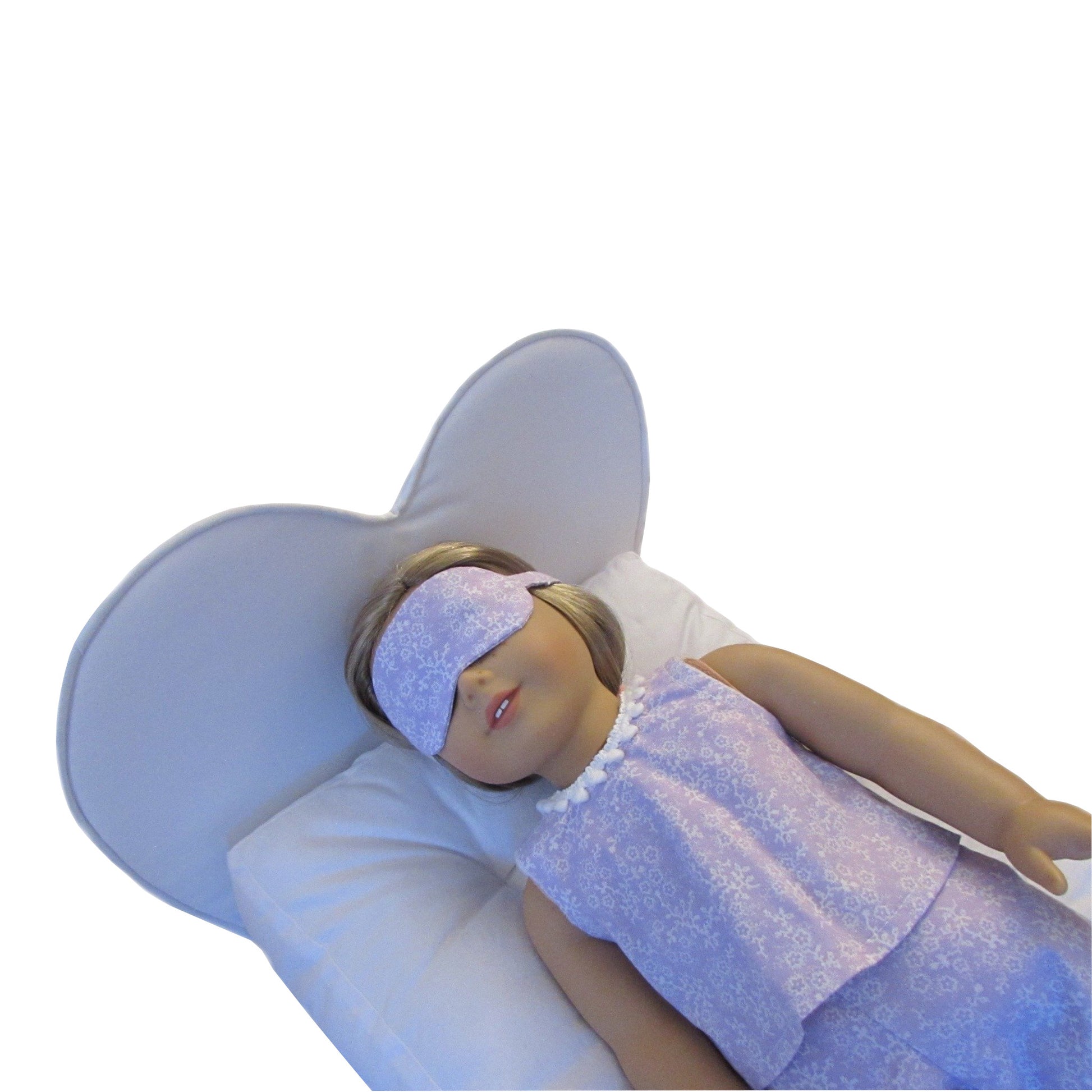 Lilac and White Floral Doll Sleep Mask, White Heart Doll Bed, Doll, Pajamas for 18-inch dolls Second view