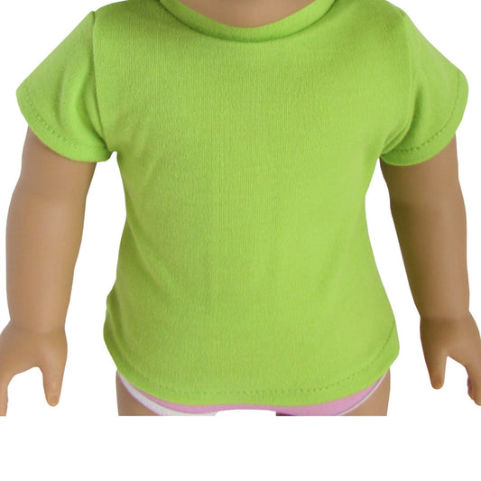 Lime Green T-Shirt for 18-inch dolls with doll