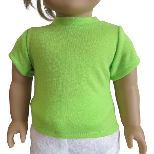 Lime Green T-Shirt for 18-inch Dolls with doll Front view