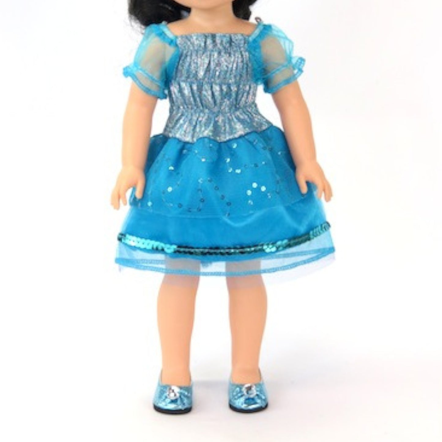 Little Blue Sparkly Dress for 14 1/2-inch dolls with doll