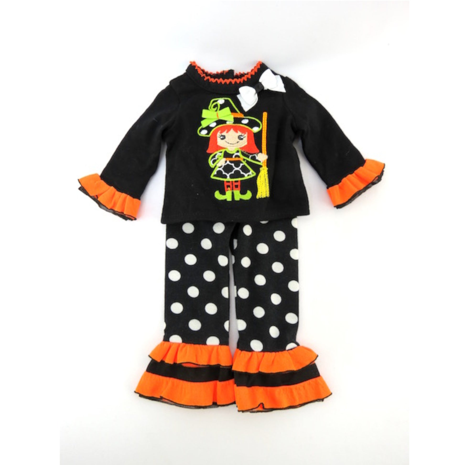 Little Witch Polka Dot Pant Set for 18-inch dolls Flat