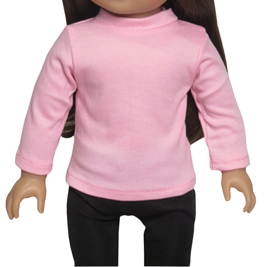 Long Sleeved Light Pink Shirt for 18-inch dolls with doll