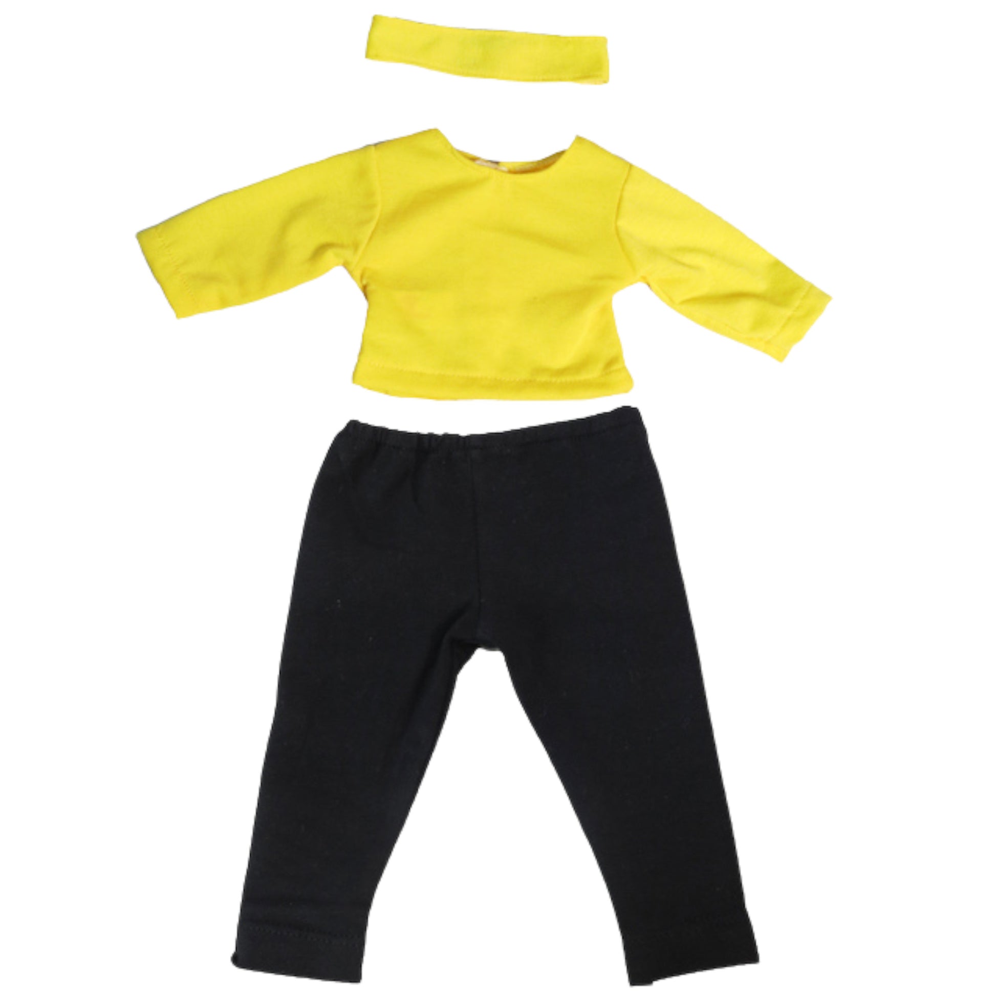 Long Sleeved Yellow Shirt, Leggings, and Headband for 18-inch dolls Flat