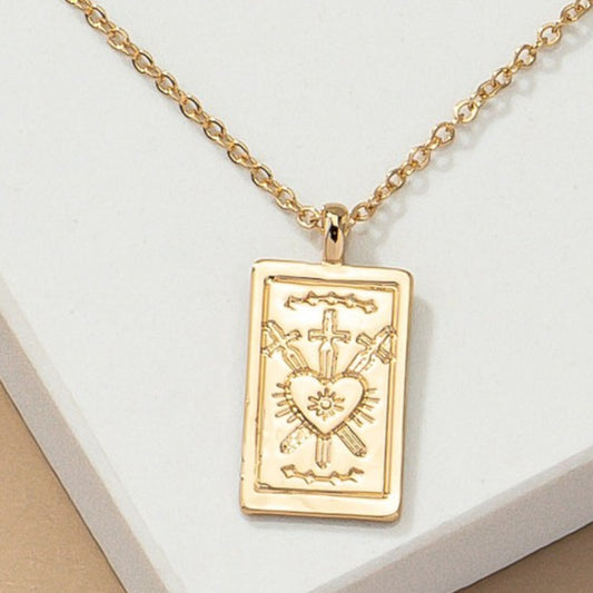 Love Tarot Card Pendant Necklace Up Close