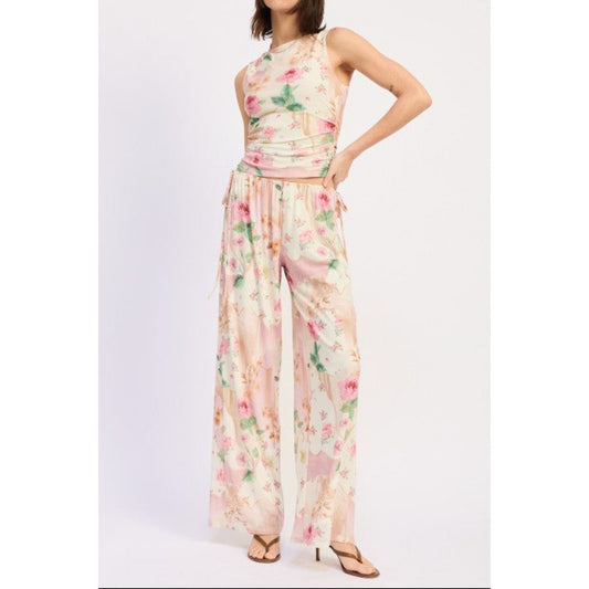 Low-rise Mesh Pants with Side Cutout