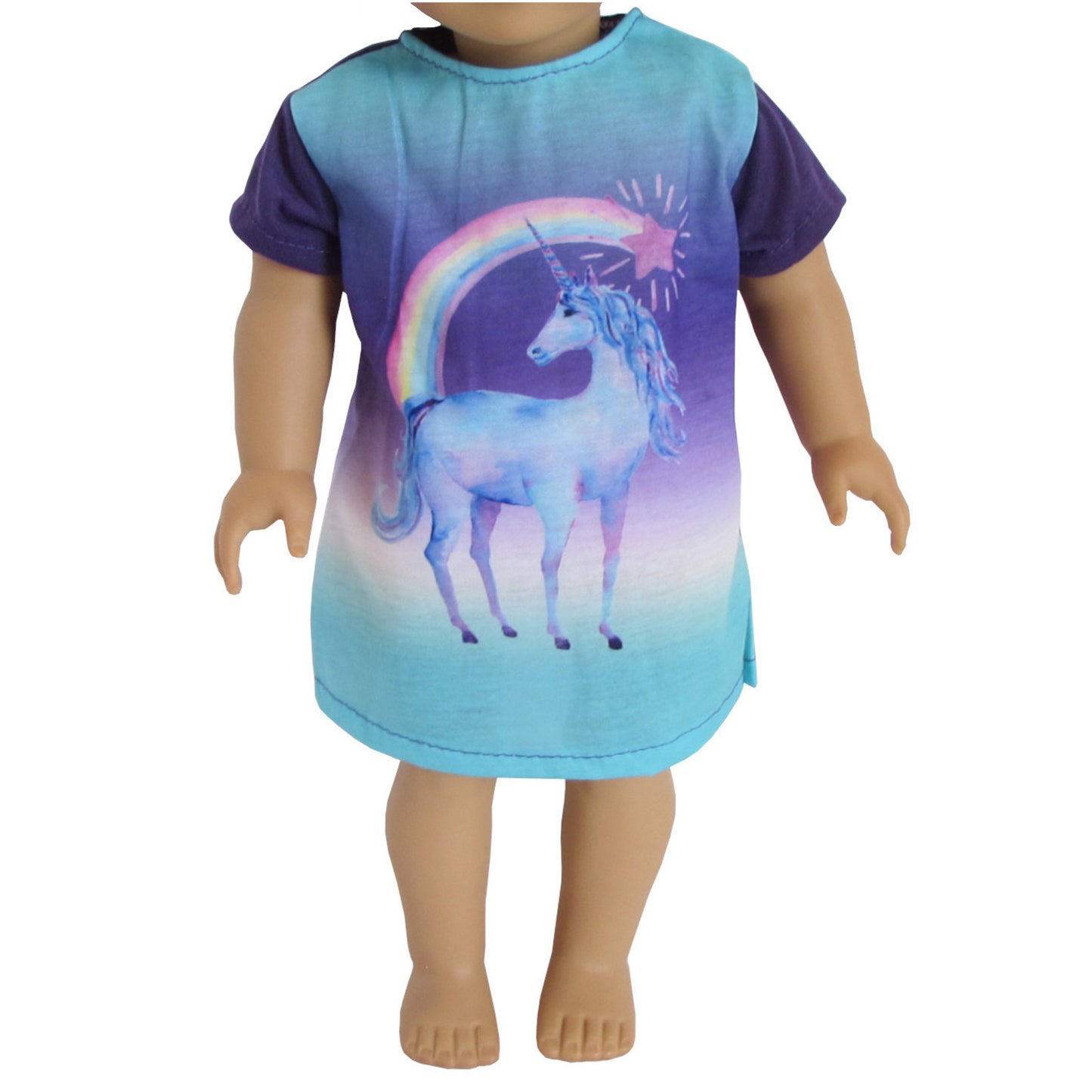 Majestic Unicorn Nightgown for 18-inch dolls with doll