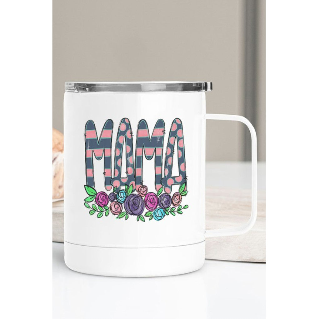 Mama on Floral Travel Mug