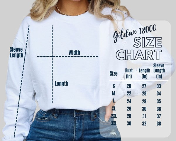 Margarita Girls Night Graphic Sweatshirt Size Chart