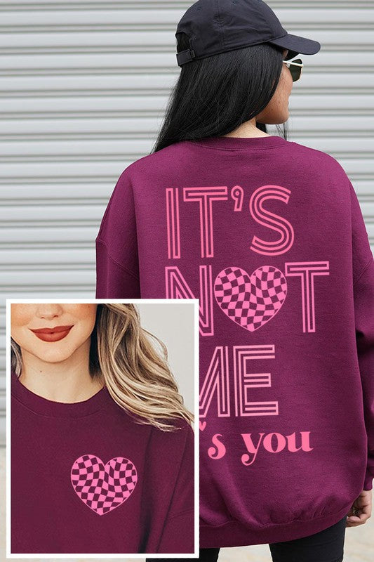 Maroon It's Not Me, It's You Fleece Sweatshirt Size Chart