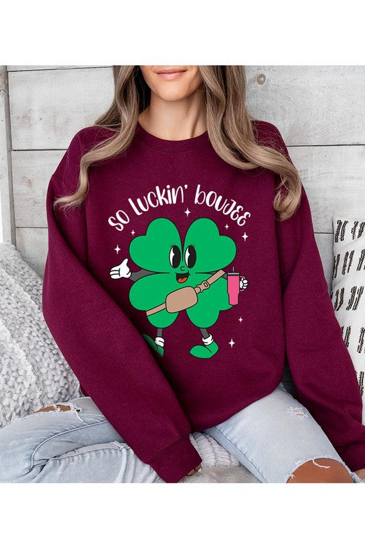 Maroon So Luckin' Boujee Shamrock Sweatshirt