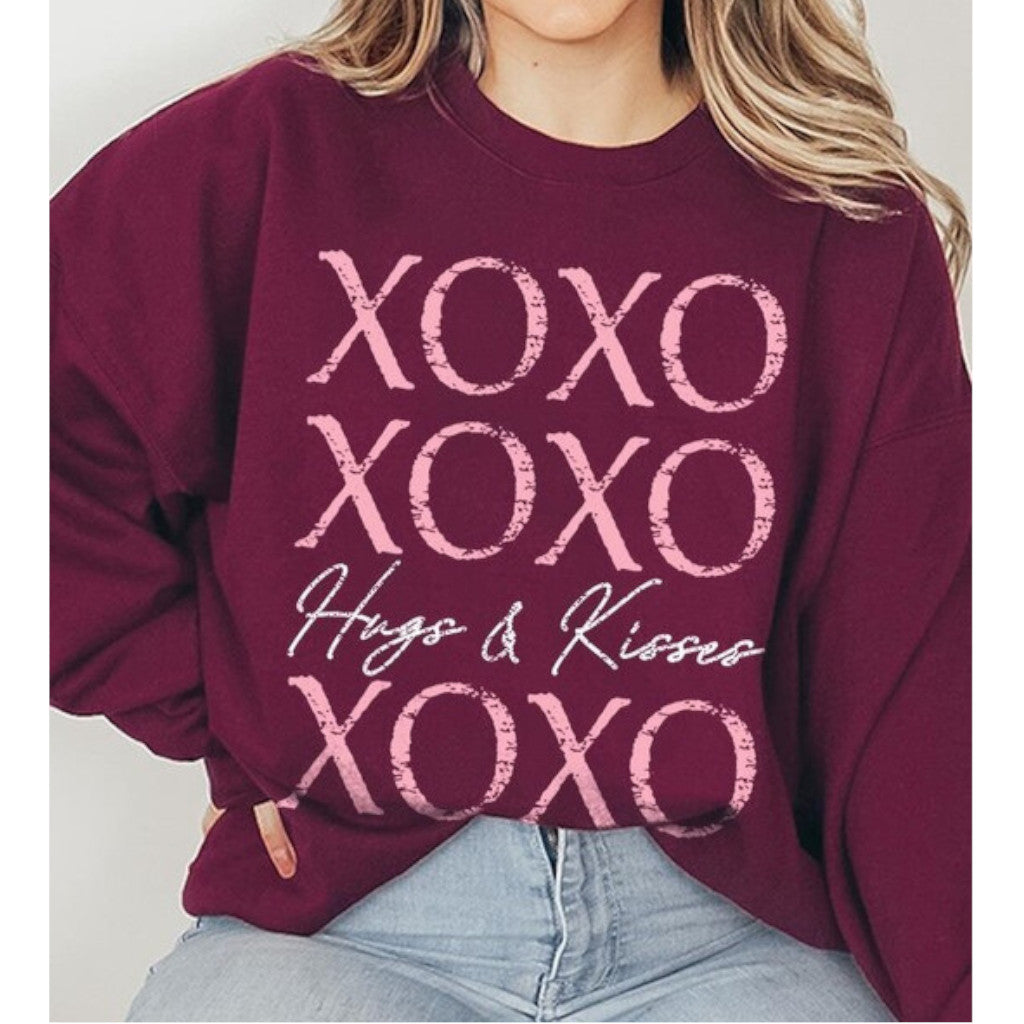 Maroon XOXO Graphic Sweatshirt