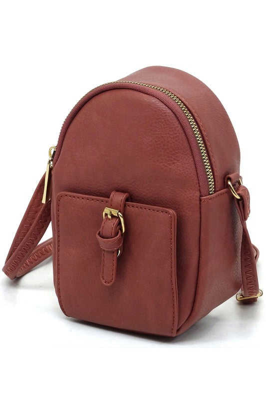 Mauve Fashion Buckle Mini Crossbody Bag  Side view