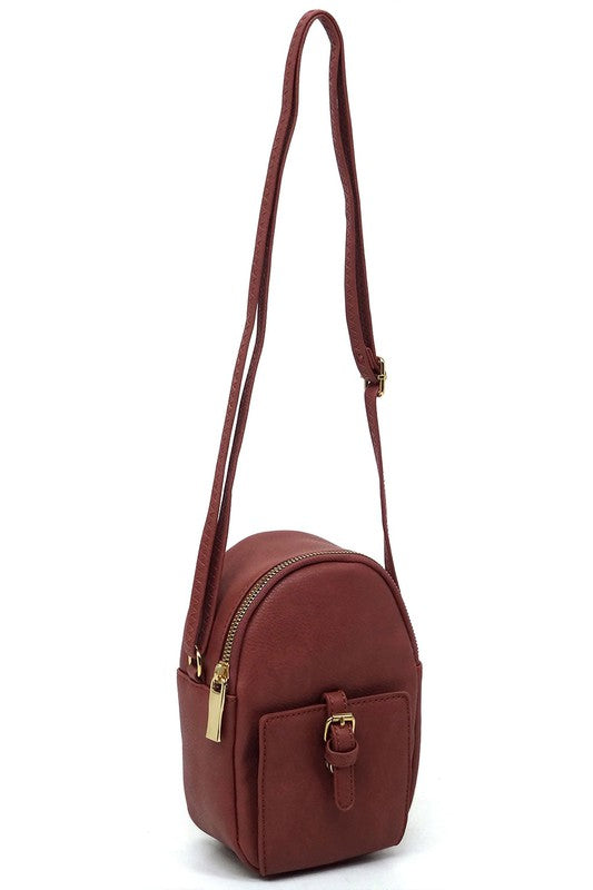 Mauve Fashion Buckle Mini Crossbody Bag  Strap Up