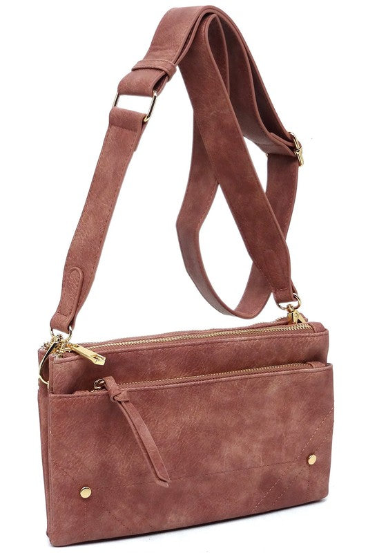 Mauve Fashion Crossbody Bag Bent Strap