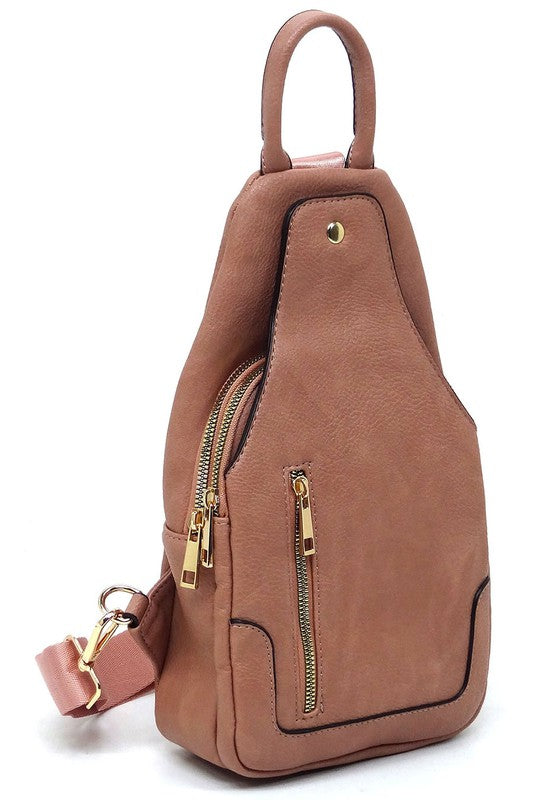 Mauve Fashion Sling Backpack Front view