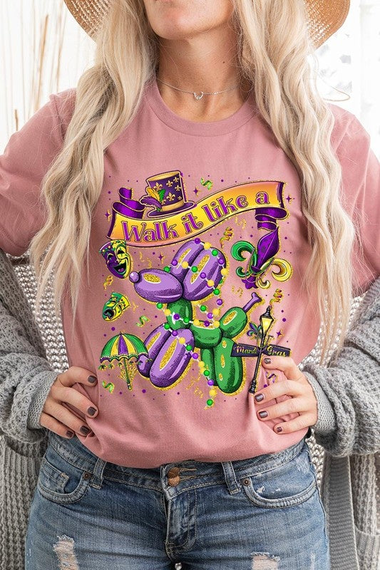 Mauve Walk It Like A Mardi Gras Graphic Tee