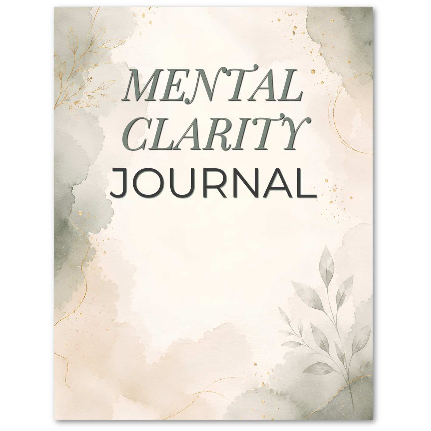 Journal titled 'Mental Clarity Journal' with watercolor design on a white background