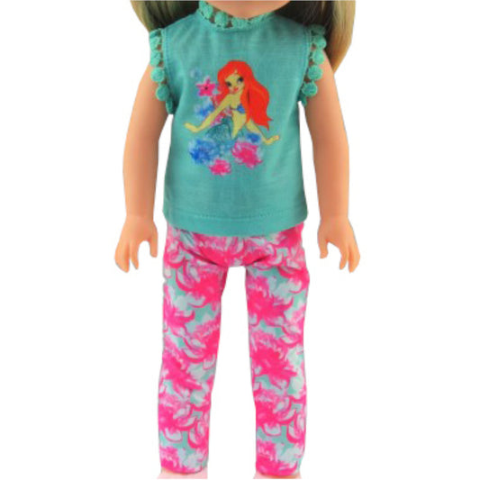 Mermaid Pajama Set for 14 1/2-inch dolls with doll