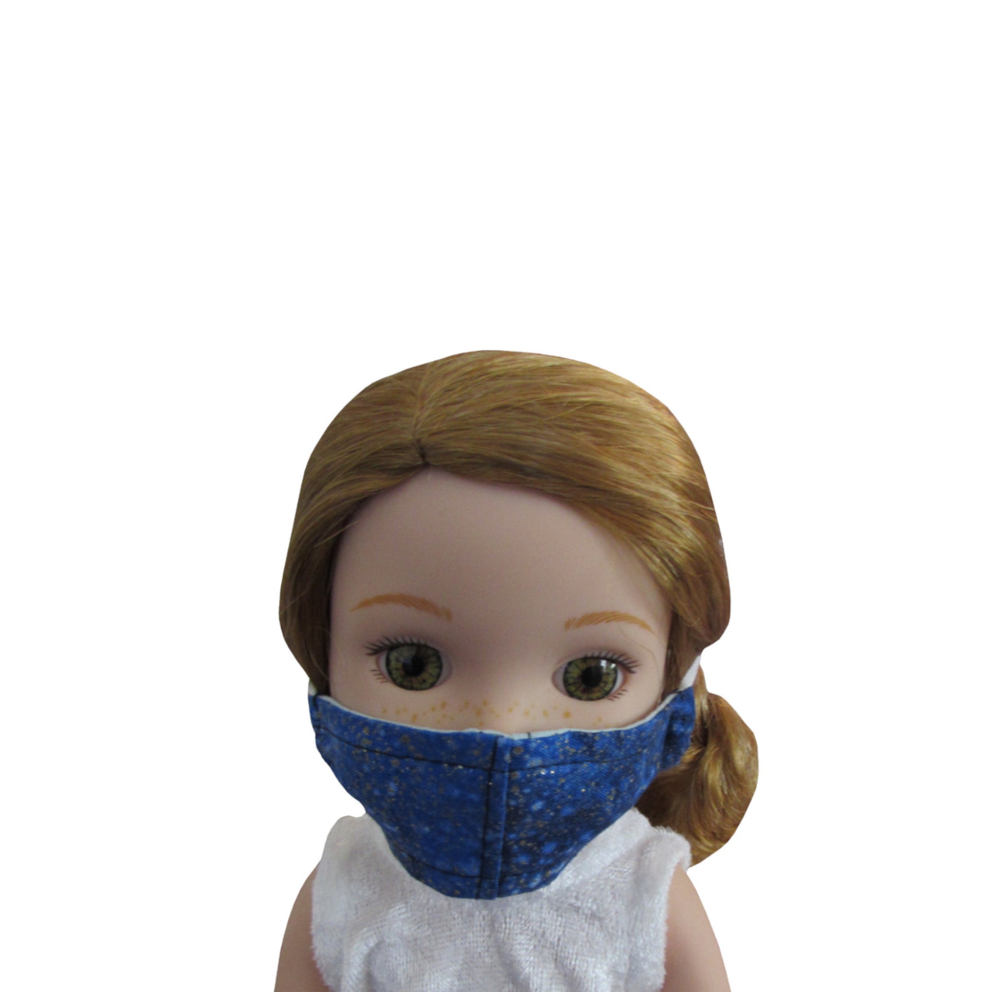 Metallic Blue Prunt Doll Face Mask for 14 1/2-inch dolls with Wellie WIsher doll Front