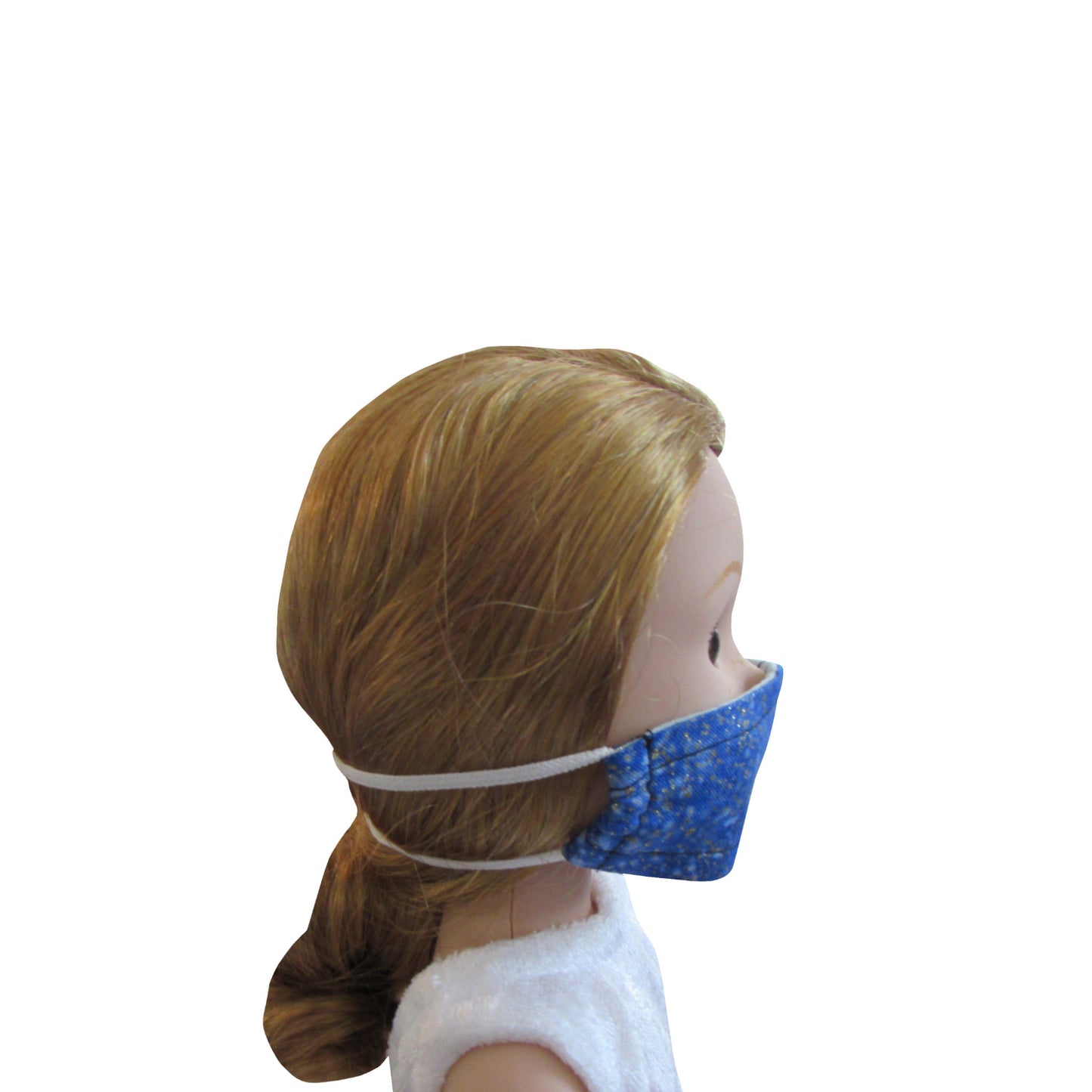 Metallic Blue Print Doll Face Mask for 14 1/2-inch dolls with Wellie Wishers doll Side