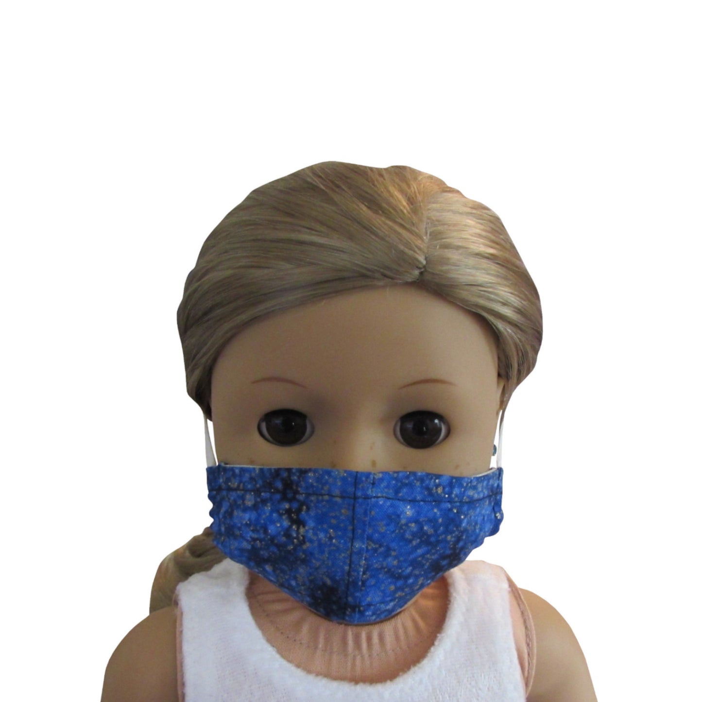 Metallic Blue Print Doll Face Mask for 18-inch dolls with American Girl Doll Front