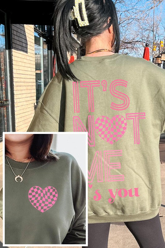 Military Green  It's Not Me, It's You Fleece Sweatshirt Size 