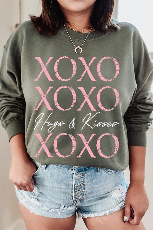 Military Green XOXO Graphic Sweatshirt