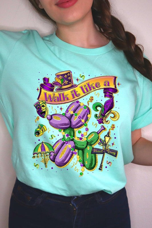 Mint Walk It Like A Mardi Gras Graphic Tee