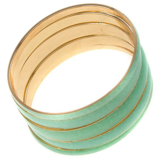 Mint Wide Layered Bangle Bracelet