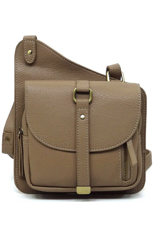 Mocha Fashion Flat Crossbody Bag Front view