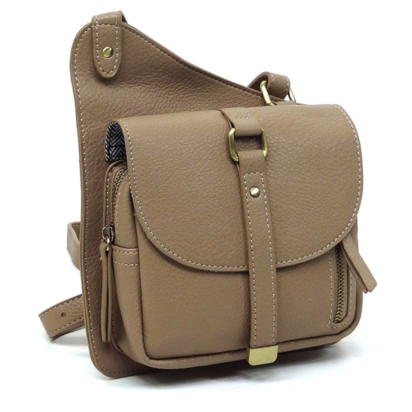 Mocha Fashion Flat Crossbody Bag Side view