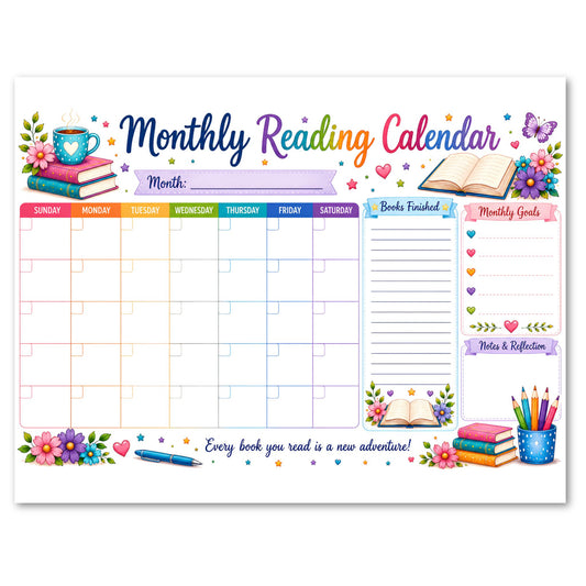 Monthly Reading Calendar Printable