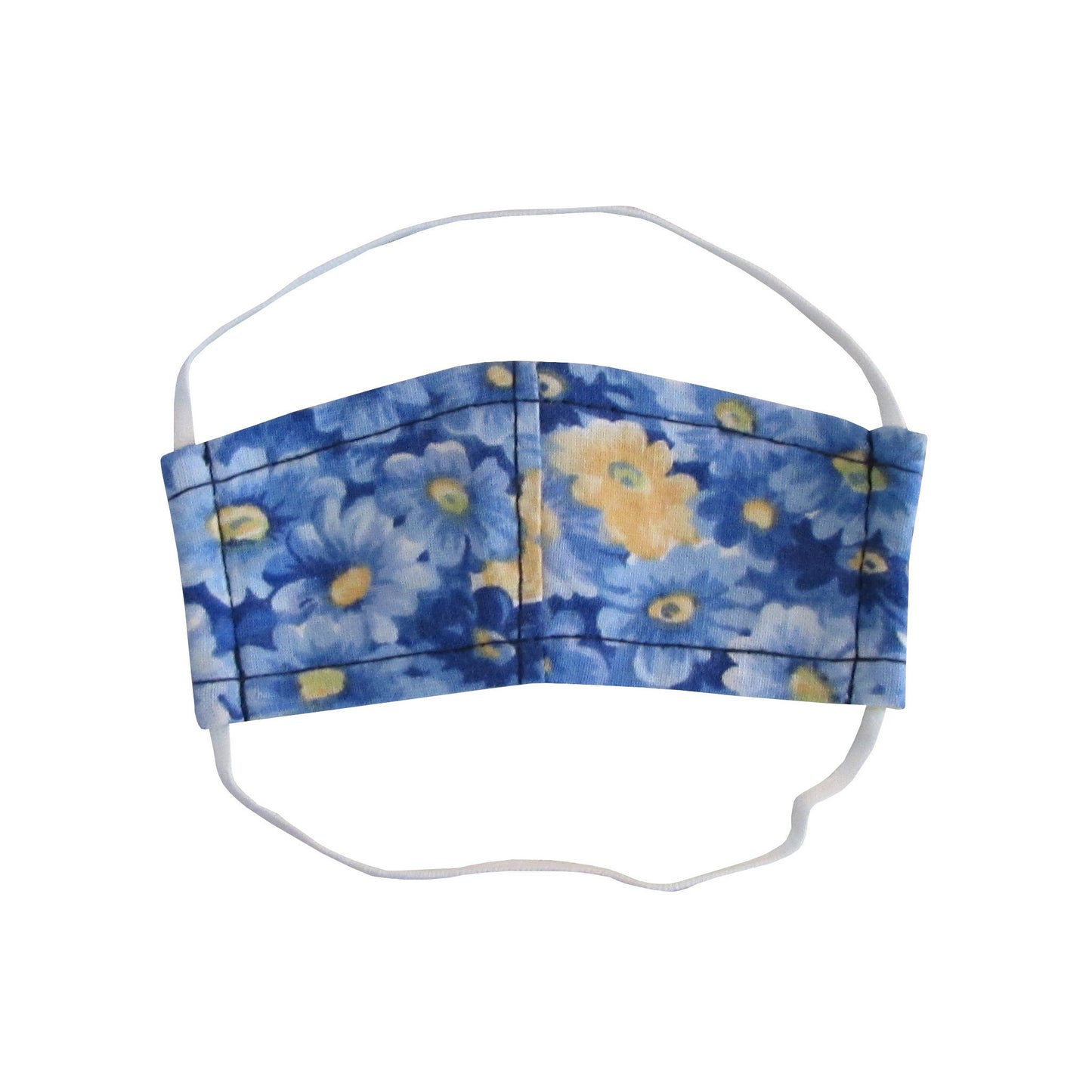 Multi-Blue and Yellow Floral Print Doll Face Mask for 18-inch dolls Flat