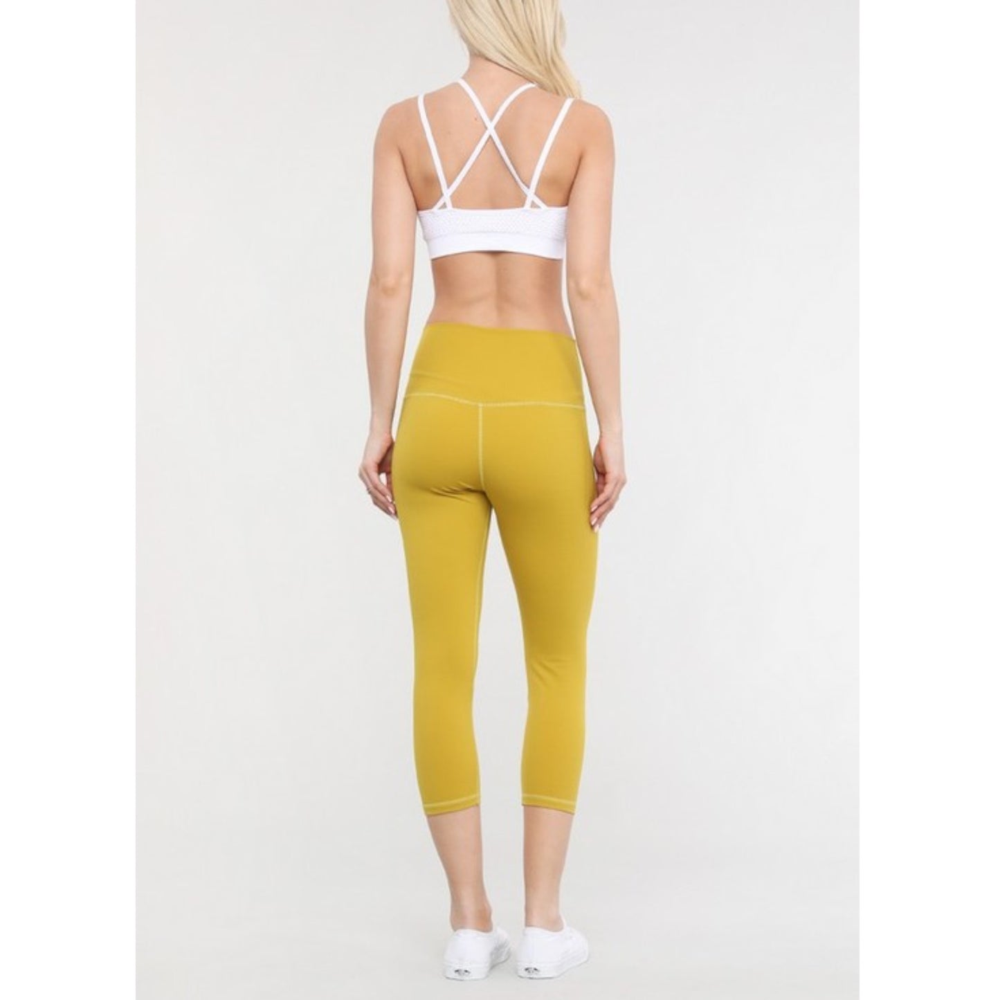 Mustard Buttery Soft Capri Activewear Leggings Back view