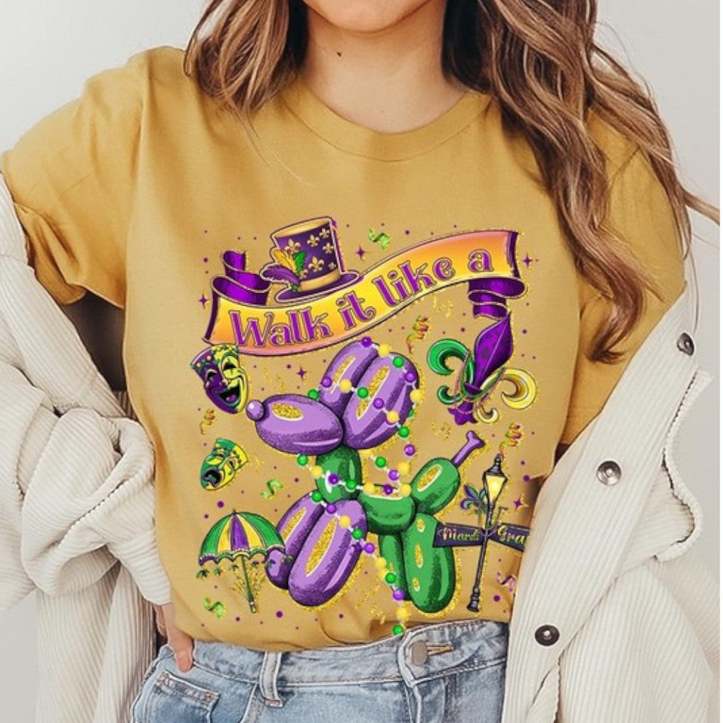 Mustard Walk It Like A Mardi Gras Graphic Tee