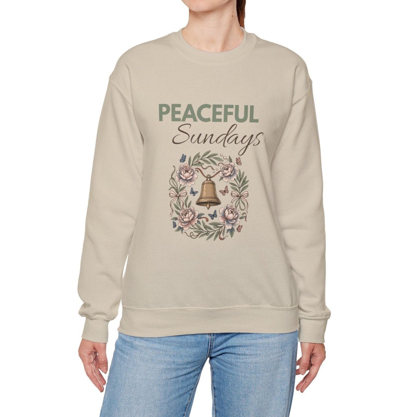 Peaceful Sundays Sweatshirt — Floral Bell Cozy Crewneck