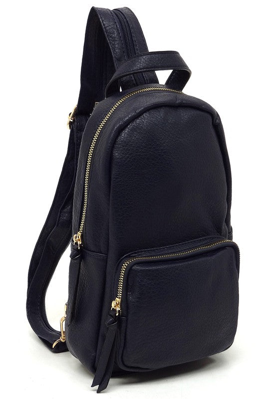 Navy  Blue Calin Sling Backpack Side view