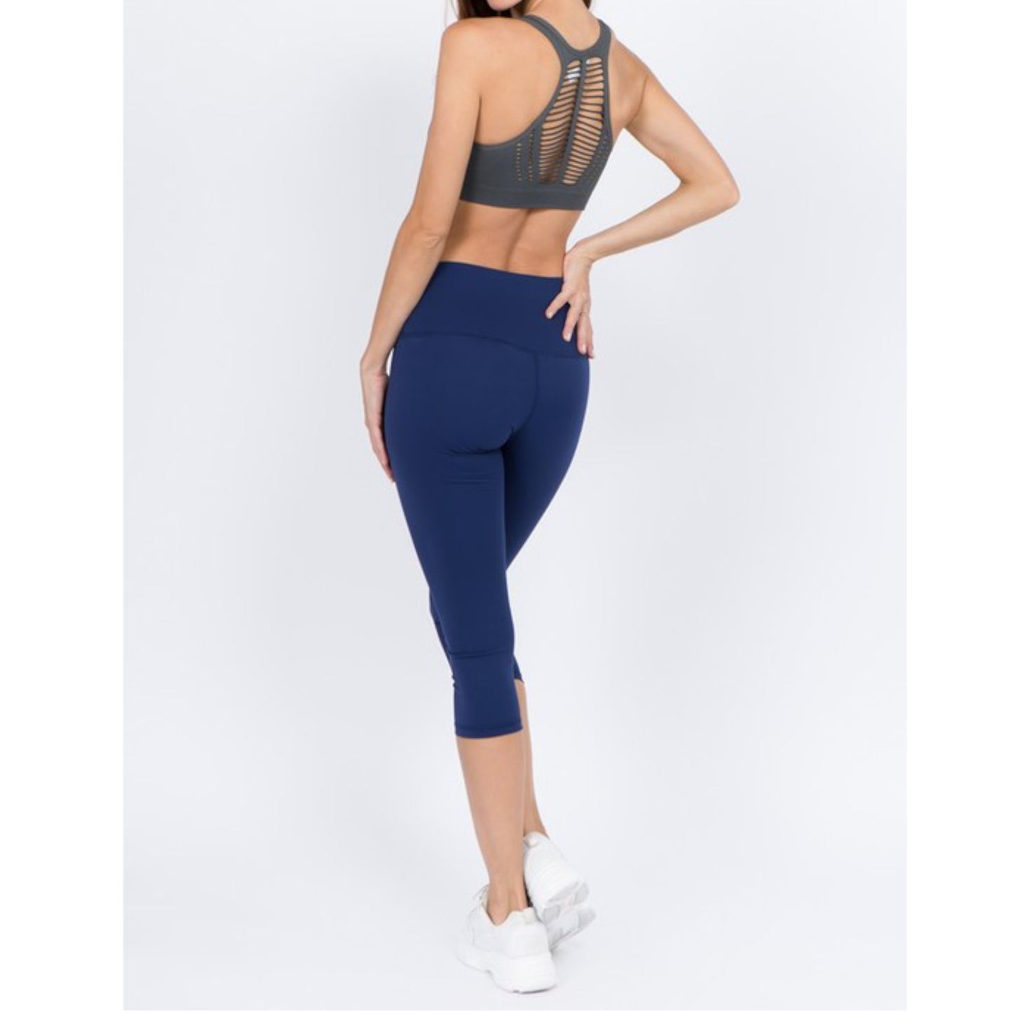 Navy Buttery Soft Capri Activewear Leggings Back view