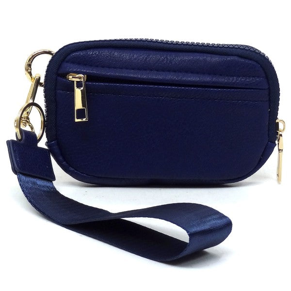 Navy Fashion Pouch Wallet Wristlet Front view