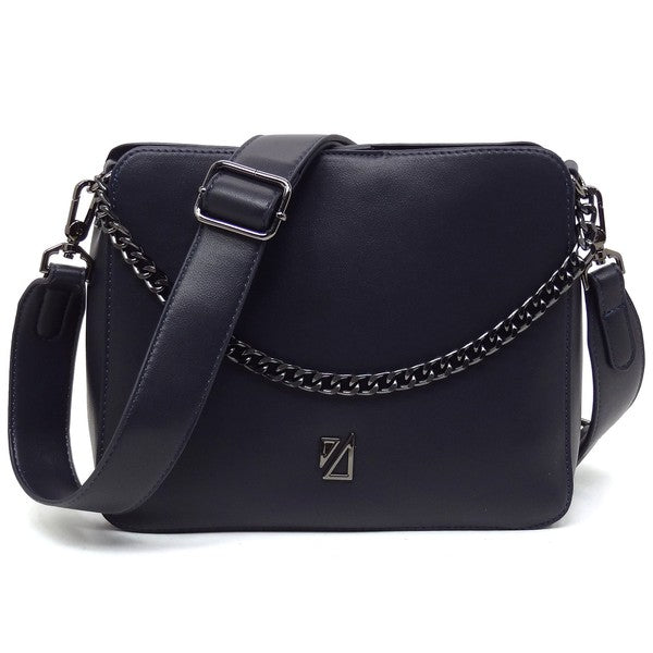 Navy IZA CO Chain Link Crossbody Bag